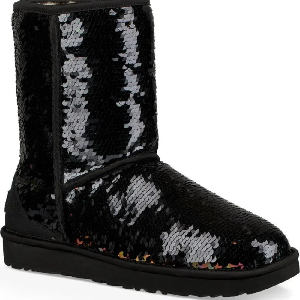 NIB UGG SEQUIN SPARKLE Classic‎ Boots BLACK
